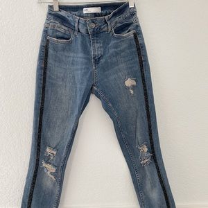 ZARA side stripe sparkle jeans